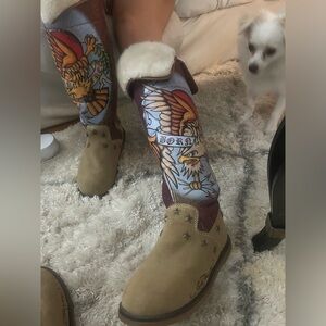 Ed Hardy faux fur line boots